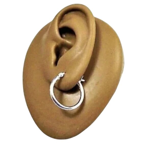 3/4 Inch 20mm Sterling Silver Hoop Pierced Post Earrings - Picture 2 of 5